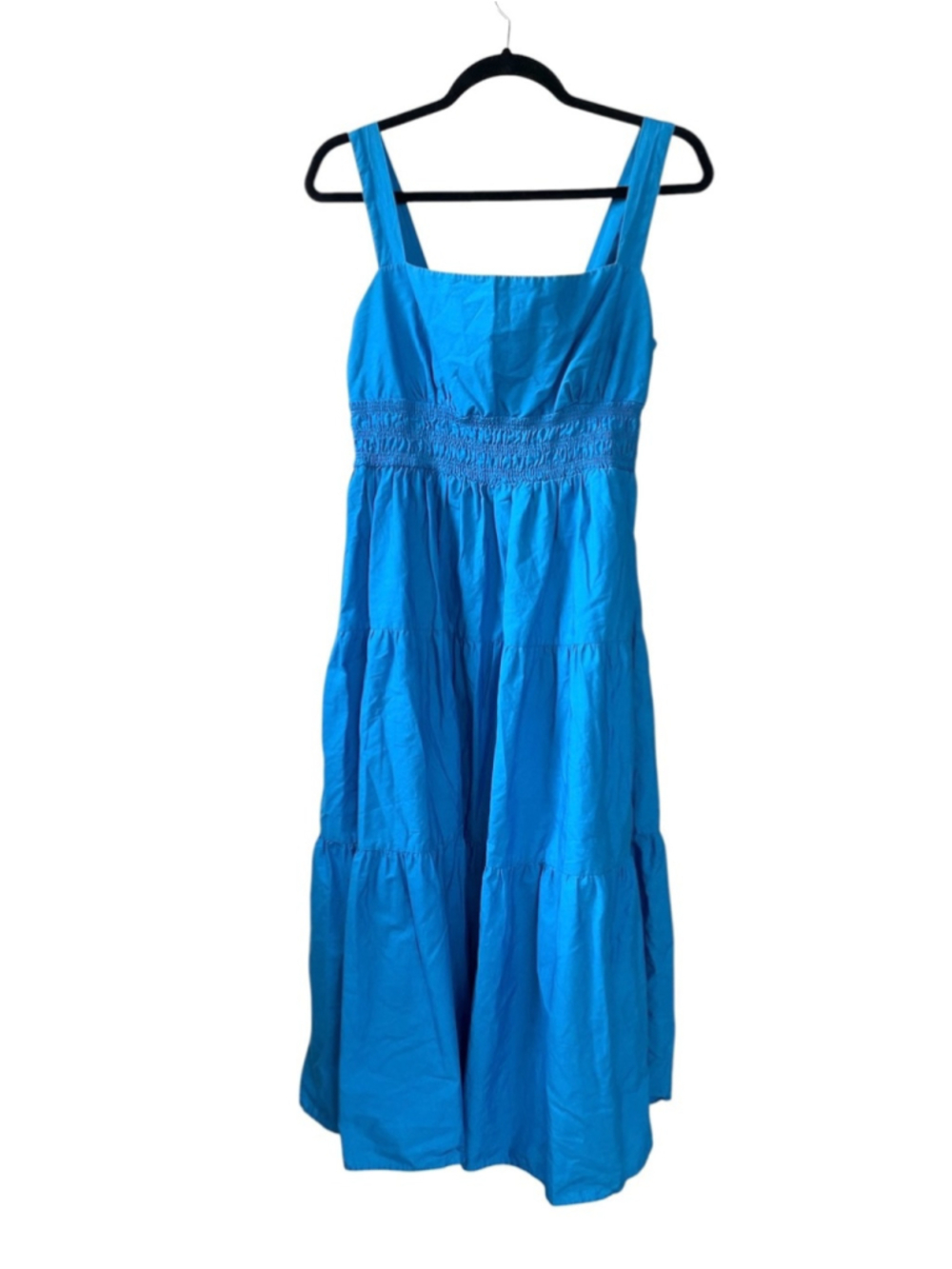 Koton Turquoise Blue Smocked Tiered Cotton Midi Summer Dress 42